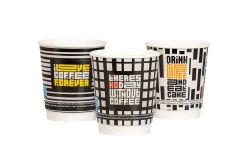 Картонена двустенна чаша 8 оз - 200 мл ф80 мм, GEOMETRICAL DESIGNS MIX,  500 бр,  В ПРОМОЦИЯ 