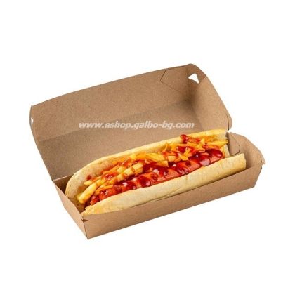 Крафт картонена кутия за хот дог, 100 бр / 400 бр.