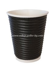Картонена чаша 14oz (350 мл) BLACK RIPPLE, тристенна, 25 бр / 500 бр  В ПРОМОЦИЯ