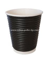Картонена чаша 8 oz (200 мл) BLACK RIPPLE, тристенна, 25 бр / 500 бр.  В ПРОМОЦИЯ