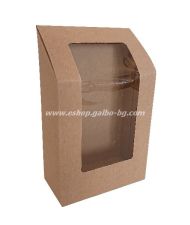 Крафт кутия с голям прозорец   9,5*5*11,5-15 см,  50 бр / 700 бр