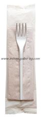 КОМПЛЕКТ БИО  вилица cPLA и рециклирана салфетка 24Х32 в био фолио  250 бр 