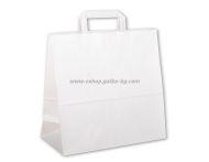 Хартиена чанта БЯЛА с дръжки и по-широко дъно, В ПРОМОЦИЯ  26+17/29 см - 50 бр / 250 бр.