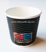 Картонена чаша 4 oz (80 мл) BLACK RIPPLE, тристенна, В ПРОМОЦИЯ 25 бр / 1000 бр.