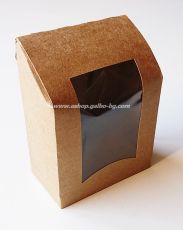 Крафт кутия с  голям  прозорец    9*5*9-12 см,  50 бр / 600 бр