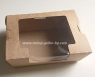 Картонена крафт кутия 1500 мл с прозорец 17,5х13х6 см, 60 бр. / 360 бр.  