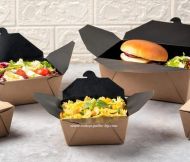 Картонена кутия за храна КРАФТ, ЧЕРНА отвътре 1300 мл,15/12/6,5 см - 60 бр / 240 бр  код 12631