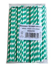 Хартиени сламки, БЯЛО - ЗЕЛЕНО    20 см / 6 мм - 250 бр./ 7000 бр.