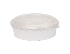  Картонена купа БЯЛА  1100 мл, с РР капак ф187 мм -  50 бр / 200 бр