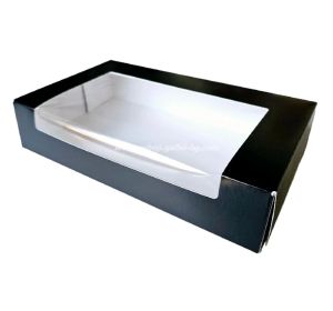 Картонена кутия ЧЕРНА LARGE с прозорец, 220*130*45 мм,  25 бр / 250 бр