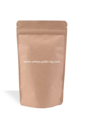 Дойпак крафт плик за ядки с цип 160/80/270 мм 75, 100 бр / 1000 бр  КОД 2009