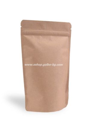 Стоящ дойпак крафт плик за ядки с цип 200/100/300 мм 180, 100 бр / 500 бр  КОД 2074