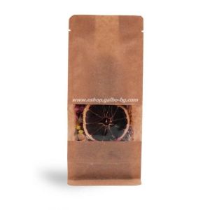 Кафяв плик тип кутия, с прозорец БЕЗ ЦИП  140*100*370 мм, 25 бр / 500 бр КОД 2095