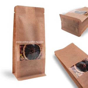 Кафяв плик тип кутия, с прозорец БЕЗ ЦИП  140*100*370 мм, 25 бр / 500 бр КОД 2095