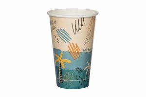 Картонена чаша 12 oz за студени напитки  ф 80 мм (300 мл) SUMMER VIBES,  50 бр / 2000 бр - диаметър 80 мм  В ПРОМОЦИЯ