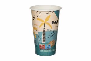 Картонена чаша 12 oz за студени напитки  ф 80 мм (300 мл) SUMMER VIBES,  50 бр / 2000 бр - диаметър 80 мм  В ПРОМОЦИЯ