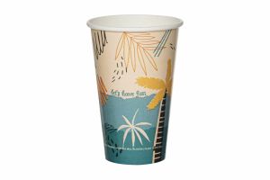 Картонена чаша 12 oz за студени напитки  ф 80 мм (300 мл) SUMMER VIBES,  50 бр / 2000 бр - диаметър 80 мм  В ПРОМОЦИЯ