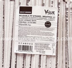 ТЪНКИ и КЪСИ  единично опаковани ФРЕДО пластмасови ЧЕРНИ  сламки - за фредо капучино и фредо еспресо    4 мм / 18 см  -  500 бр / 6000 бр. ЗА МНОГОКРАТНА УПОТРЕБА