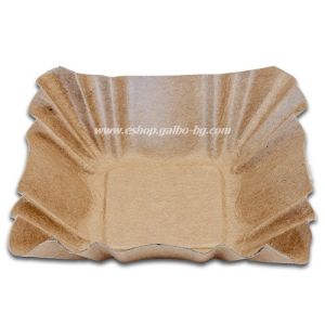 Малка картонена крафт чиния овал No:2,  9*9*3 см  FSC MIX за кетъринг, дегустации на храна, ядки, дребни сладкиши и бонбони  - 100 бр./ 2000 бр  В ПРОМОЦИЯ