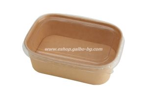 Крафт кафява картонена кутия ОВАЛНА 750 мл 170х120х55,  с РP капак за топла храна,  50 бр / 300 бр 