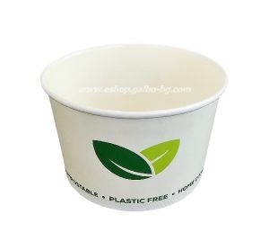 Картонена купа за супа 16 oz (400 мл) с био покритие на водна основа, GALBO BIO,  PLASTIC FREE, HOME COMPOSTABLE -  50 бр / 1000 бр