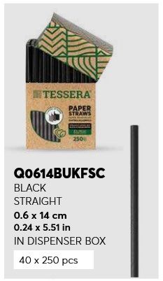 Хартиени сламки ЧЕРНИ, в кутия, неопаковани  ф6х14 см  40х250 бр