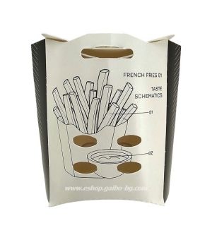 Картонена кутия за пържени картофки с капак за доставки  "Easy Eats"   8,5*7*12 см - 50 бр / 500 бр