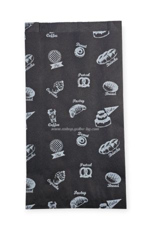 Хартиен плик за закуски BAKERY 16/5/31 см черен маслоустойчив  - 1000 бр