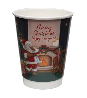 Картонена двустенна чаша 14 оз - 350 мл, В ПРОМОЦИЯ  микс от 5 CHRISTMAS дизайна - 500 бр