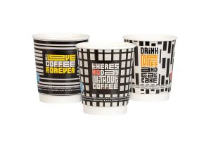 Картонена двустенна чаша 8 оз - 200 мл ф80 мм, GEOMETRICAL DESIGNS MIX,  500 бр,  В ПРОМОЦИЯ 