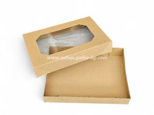 Комплект кутия с прозорец и отделен капак за кетъринг, КАФЯВА 457х317х80 мм, 50 броя