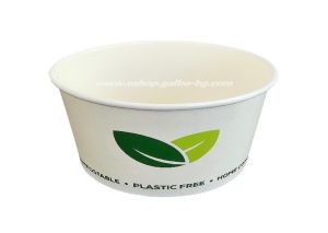 Картонена купа с капак  550 мл ф142 мм  с био покритие на водна основа  , GALBO BIO,  PLASTIC FREE, HOME COMPOSTABLE -  50 бр / 400 бр
