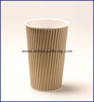 Картонена чаша 16 oz (400 мл) RIPPLE крафт, тристенна, 25 бр / 500 бр
