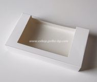 Картонена кутия голяма БЯЛА за бонбони, макарони и дребни сладки с прозорец, 22*13*3,5 см,  25 бр / 250 бр